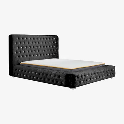 The Range Grande Super King Bed - Black Crushed Velvet
