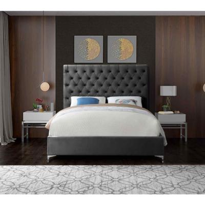 The Range Antonio Upholstered Plush Velvet Bed Frame - Grey / Superking