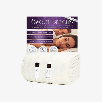 The Range Sweet Dreams Electric Blanket Bed Fleece Heated Mattress Cover - White / Super king
