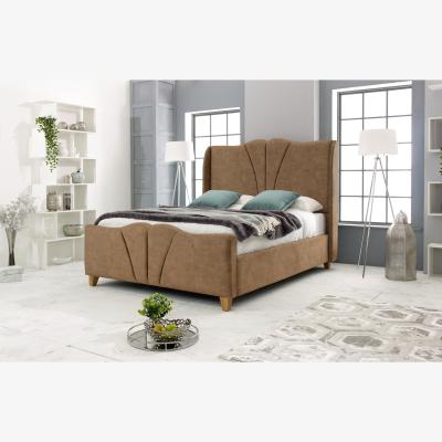 The Range Artrek Marble 4 Inch Solid Thick Bed Frame With Winged Headboard - Stone / Superking