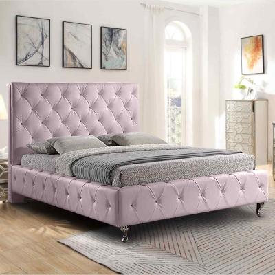 The Range Ana Upholstered Plush Velvet Bed Frame    - Pink / Superking