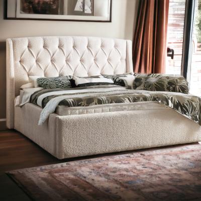 The Range Teddy Boucle Chesterfield Wingback Bed  - Ivory teddy / Superking