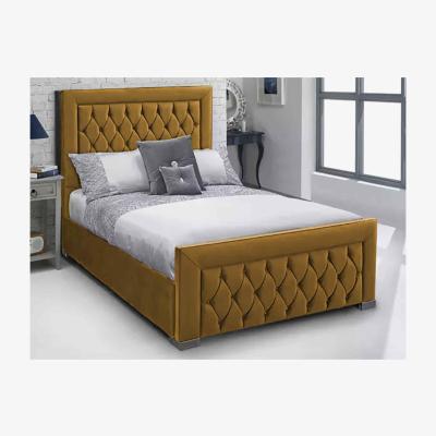 The Range Luis Upholstered Plush Velvet Bed Frame - Yellow / Superking