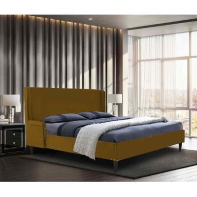 The Range Robert Upholstered Plush Velvet Bed Frame - Yellow / Superking