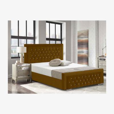 The Range Madlaina Upholstered Crush Velvet Bed Frame - Yellow / Superking
