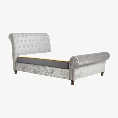 The Range Birlea Castello Bed Steel Crushed Velvet - Grey / Superking