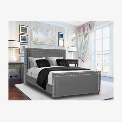 The Range Charlie Upholstered Plush Velvet Bed Frame - Grey / Superking