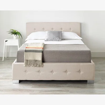 The Range Aspire End Lift Ottoman Storage Bed Super King, Beige Linen - Natural Linen Fabric