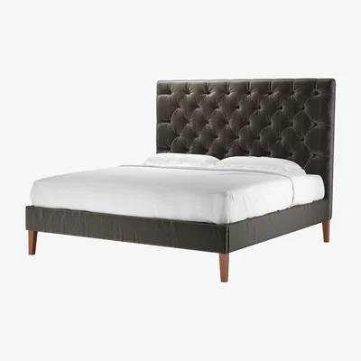 Sofa.com Rosalie 150cm Super King Bed in Elephant Cotton Matt Velvet - sofa.com