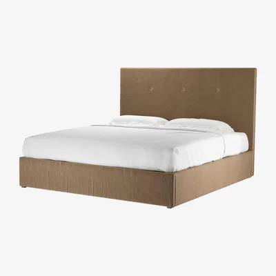 Sofa.com Avery 130cm Super King Ottoman Bed in Spiced Latte Cotton Matt Velvet - sofa.com