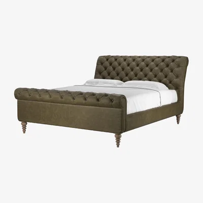 Sofa.com Knightsbridge Super King Bed in Dark Moss Antique Leather - sofa.com