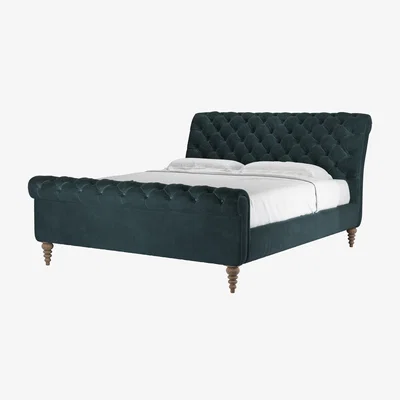 Sofa.com Knightsbridge Super King Bed in Deep Forest Aquaclean Clever Velvet