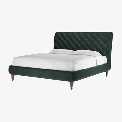 Sofa.com Knightsbridge without Footboard Super King Bed in Smokey Green Cashmere Velvet - sofa.com