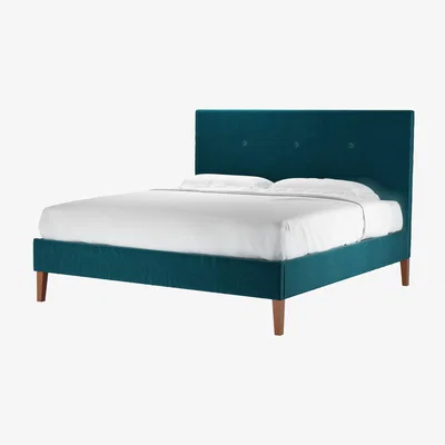 Sofa.com Avery 130cm Super King Bed in Deep Turquoise Cotton Matt Velvet - sofa.com