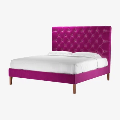 Sofa.com Rosalie 150cm Super King Bed in Peony Cotton Matt Velvet - sofa.com