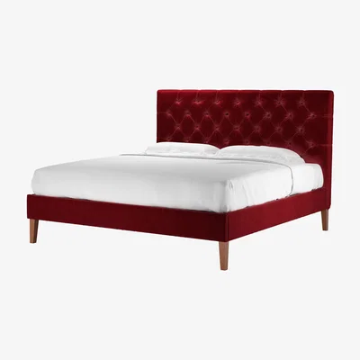 Sofa.com Rosalie 130cm Super King Bed in Claret Cotton Matt Velvet - sofa.com