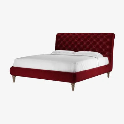 Sofa.com Knightsbridge (No Footboard) Super King Bed in Claret Cotton Matt Velvet - sofa.com