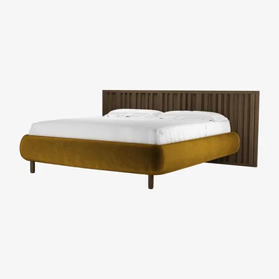 Sofa.com Florence Super King Bed in Nefertiti Gold Cotton Matt Velvet