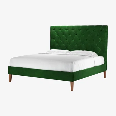 Sofa.com Rosalie 150cm Super King Bed in Putting Green Aquaclean Clever Velvet