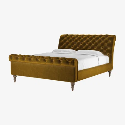 Sofa.com Knightsbridge Super King Bed in Nefertiti Gold Cotton Matt Velvet - sofa.com