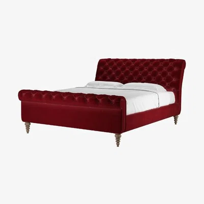 Sofa.com Knightsbridge Super King Bed in Claret Cotton Matt Velvet - sofa.com