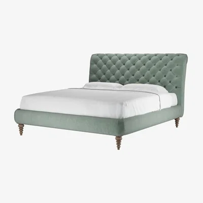 Sofa.com Perfectly Pristine Knightsbridge without Footboard Super King Bed in Sage Smart Velvet - sofa.com