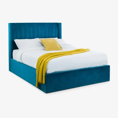 Teddy Beau Julain Bowen Super Kingsize Storage Bed with Scalloped Headboard in Teal