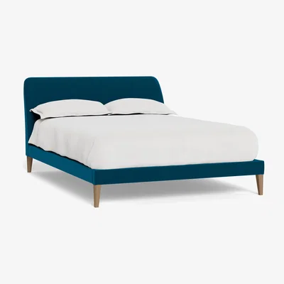 Heal's Heal's Wallis Bed Double Velvet Teal Walnut Feet - Heal's UK Bedroom Furniture