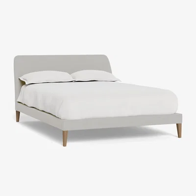 Heal's Heal's Wallis Bed Double Capelo LinenCotton Sea Salt Walnut Feet - Heal's UK Bedroom Furniture