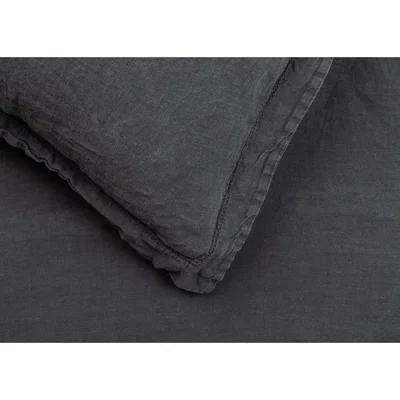 Heal's Heal's Washed Linen Charcoal Fitted Sheet Double - Heal's UK Furniture