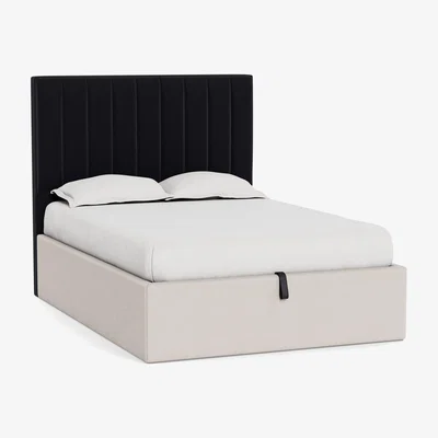 Heal's Heal's Retta Headboard (Lift Storage) Double Velvet Black - Heal's UK Furniture