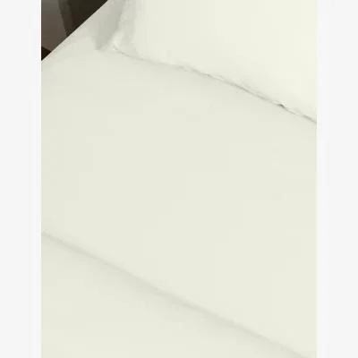 Marks & Spencer M&S Cotton Rich Percale Fitted Sheet - DBL - Soft White, Soft White,White,Dark Grey