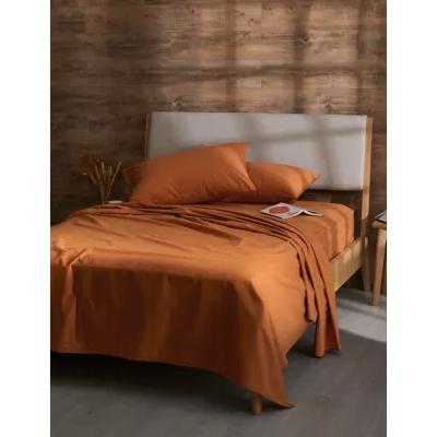 Marks & Spencer M&S Pure Cotton Brushed Flat Sheet - DBL - Ginger, Ginger,Grey Marl,Biscuit,Charcoal,Sand