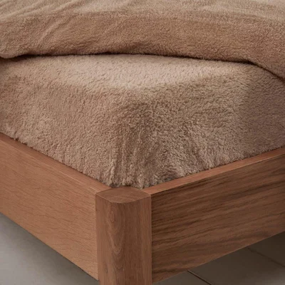 The Range Brentfords Teddy Fleece Fitted Bed Sheet - Brown / Double