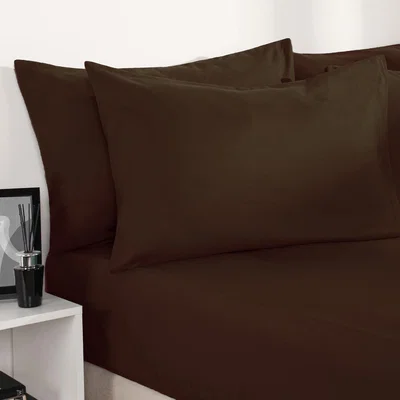 The Range Plain Fitted Bed Sheets Non-Iron - Chocolate / Double