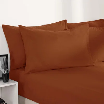 The Range Plain Fitted Bed Sheets Non-Iron - Burnt Orange / Double