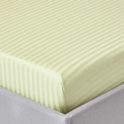 The Range 330 Thread Count Egyptian Cotton Satin Stripe Fitted Sheet - Sage Green / Double