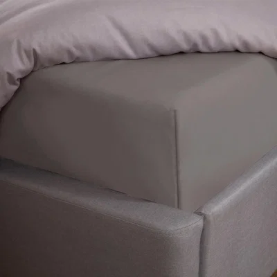 The Range Highams Luxury Plain Dyed Cotton 30cm Deep Fitted Sheet - Grey / Double