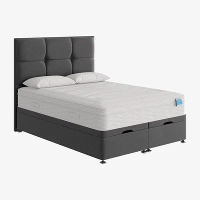 Furniture Village Sleep Story - Gel Plus Hybrid End Ottoman Divan Set - Small Double - Grey