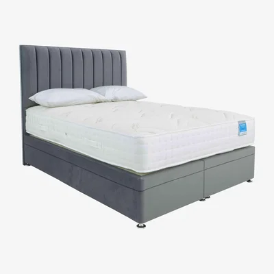 Furniture Village Sleep Story - Deluxe Firm Power Ottoman Divan Set - Small Double - Plush Arctic Grey