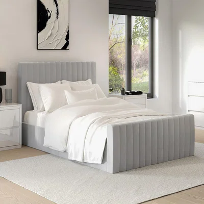 Furniture123 Side Opening Grey Velvet Small Double Ottoman Bed - Khloe