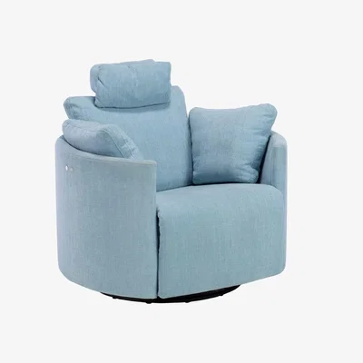 Barker and Stonehouse Fama Claudo Recliner Swivel Chair, Blue Fabric | Barker & Stonehouse