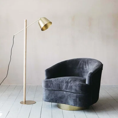 Graham & Green Violet Grey Velvet Swivel Chair