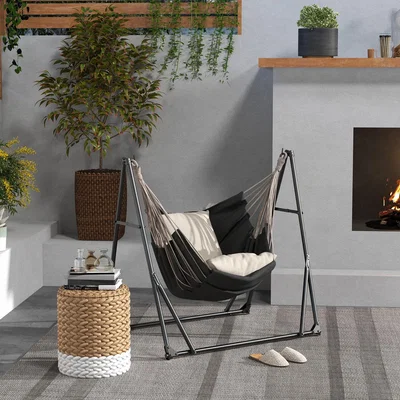 The Range 2 in 1 Folded Steel Frame Hammock Stand - Black