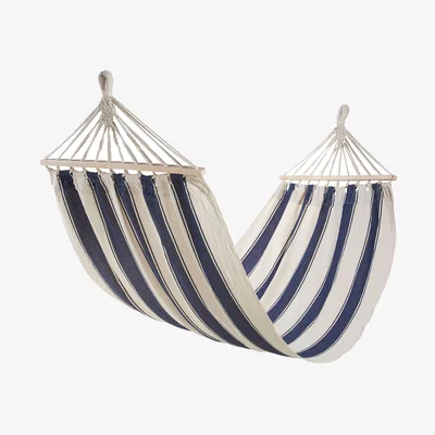 The Range 1 Seater Hammock for Garden with Rope Attachments and Travel Bag - White and Blue