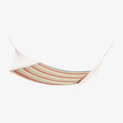 The Range Double Outdoor Patio Cotton Hammock - Green Stripe