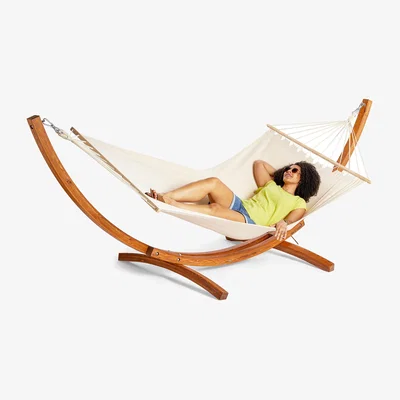The Range 1 Person Garden Hammock Freestanding with Curved Frame - Natural