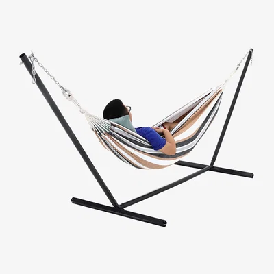 The Range Outdoor Hammock Support Frame Heavy Duty Hanging Swing Bed Steel Stand - Black