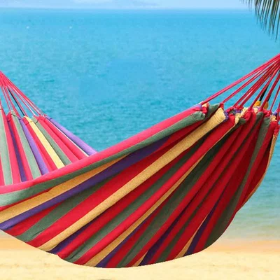 The Range Garden Canvas Single Hammock Hanging Swing Bed Outdoor Travel Camping - Red / 27kg