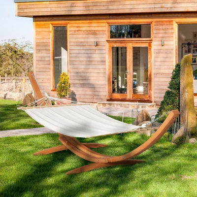 The Range Outdoor Garden Hammock with Wooden Stand - White